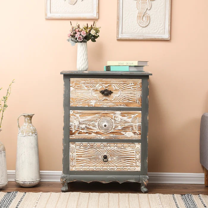 Lanston 32.1'' Tall Solid Wood 3 - Drawer Accent Chest Add Rustic Charm and a Vintage Style