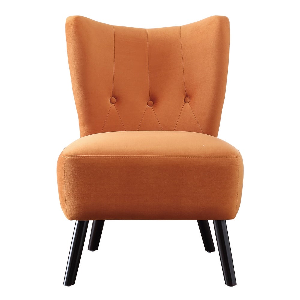 Accent Chair - Orange Add Vibrant Accent to your Home's Modern Decor. The Velvet Covering of this Retro-Inspired Accent Chair