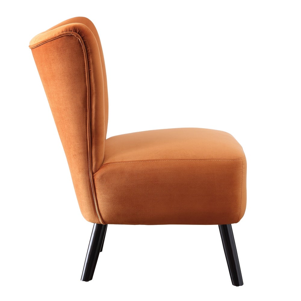 Accent Chair - Orange Add Vibrant Accent to your Home's Modern Decor. The Velvet Covering of this Retro-Inspired Accent Chair