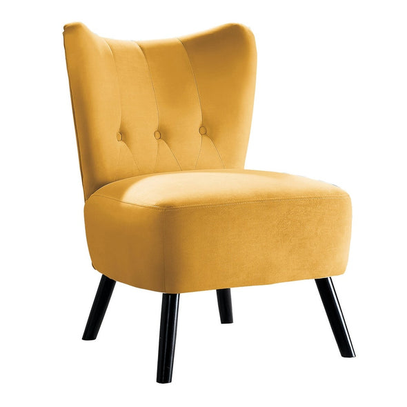 Lapis Accent Chair - Yellow Add Vibrant Accent to your Home's Modern Decor. The Velvet Covering of this Retro-Inspired Accent Chair