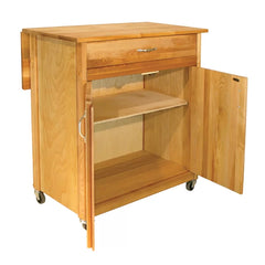 Lapithos 33.5'' Wide Rolling Kitchen Cart with Solid Wood Top