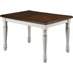 White Larchwood Solid Wood Dining Table Modern Farmhouse Style