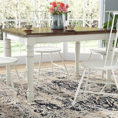 White Larchwood Solid Wood Dining Table Modern Farmhouse Style