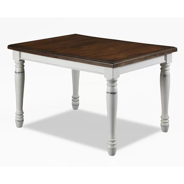 White Larchwood Solid Wood Dining Table Modern Farmhouse Style
