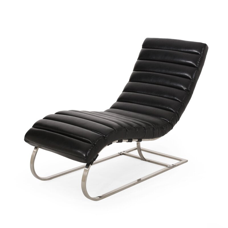 Midnight Black Channel Stitch Chaise Lounge Bring A Dash of Comfort and Relaxation to your Home S-Shape Seat