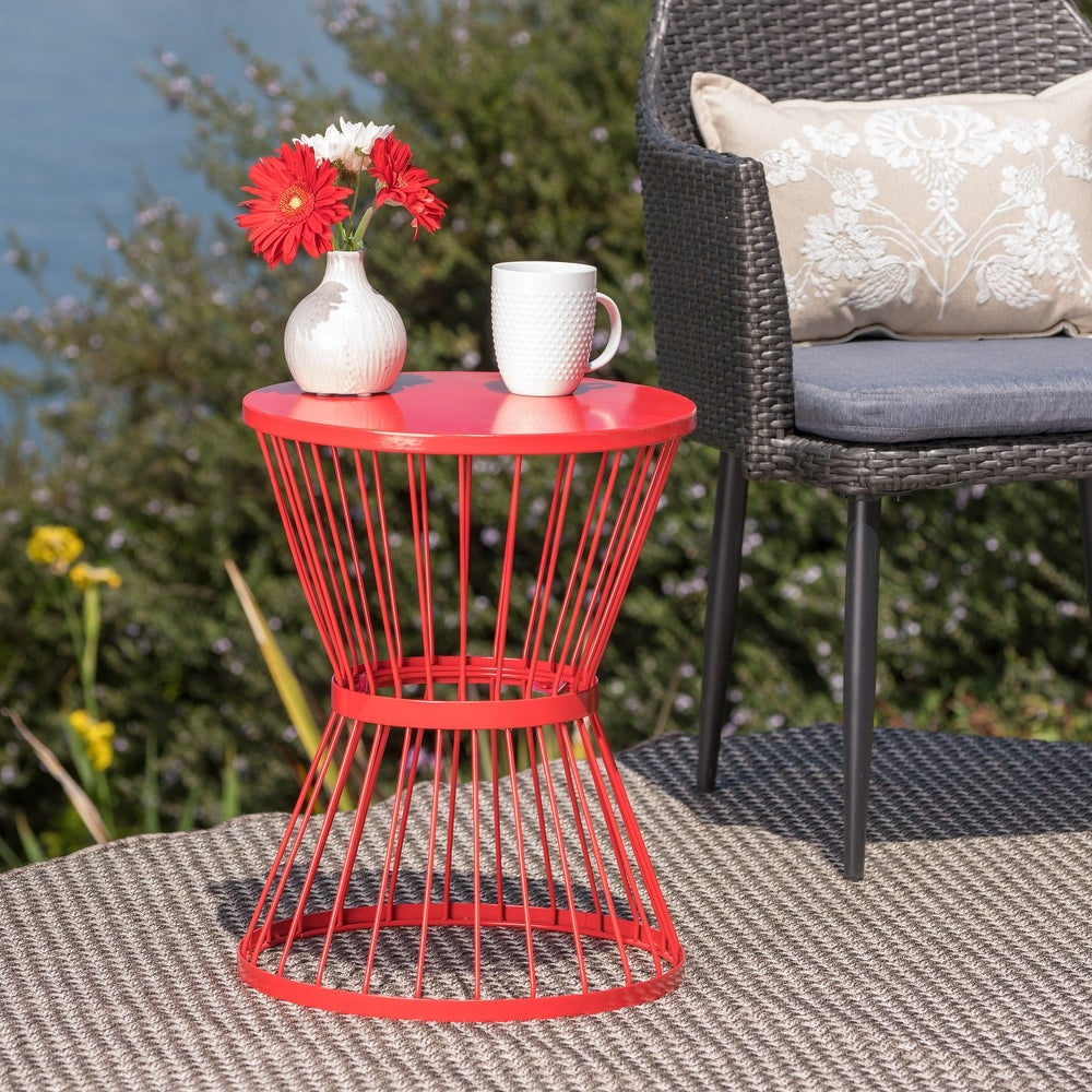 Hand-crafted Round Iron Side Table Add Some Extra Table Space to your Patio Without Dominating your Space or Style