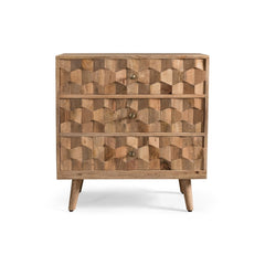 Mid-Century Modern Handcrafted Mango Wood 3 Drawer Chest Three Drawers for Ample Storage Space