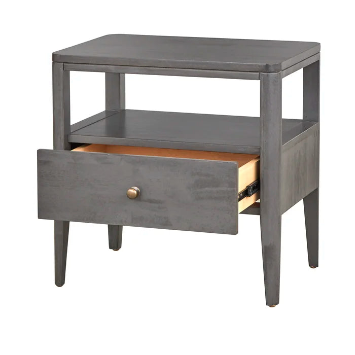 Lauria 21.7'' Tall 1 - Drawer Solid Wood Nightstand in Charcoal Gray