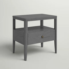 Lauria 21.7'' Tall 1 - Drawer Solid Wood Nightstand in Charcoal Gray