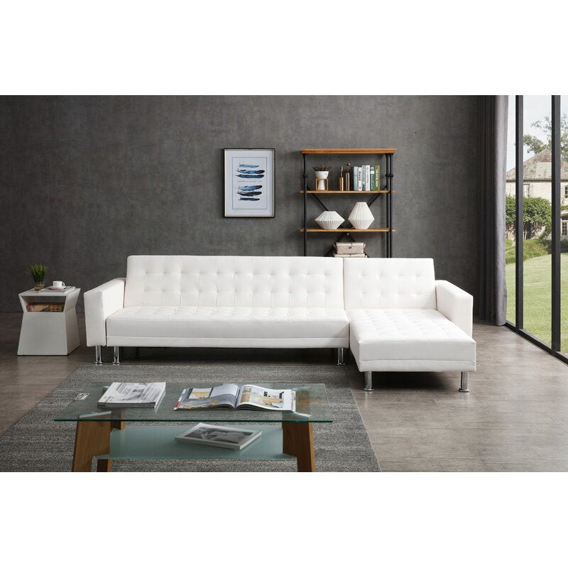 Faux Leather Reversible Sleeper Sofa
