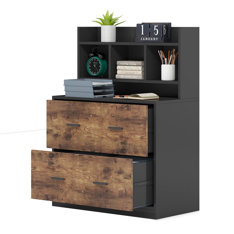 Lavarity 29.53'' Wide 2 Drawer Heavy Duty Designs 3 Small Open Storage