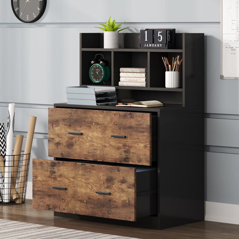 Lavarity 29.53'' Wide 2 Drawer Heavy Duty Designs 3 Small Open Storage