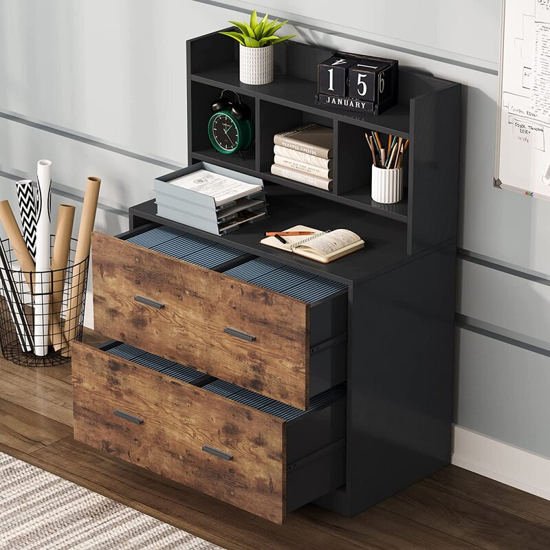 Lavarity 29.53'' Wide 2 Drawer Heavy Duty Designs 3 Small Open Storage