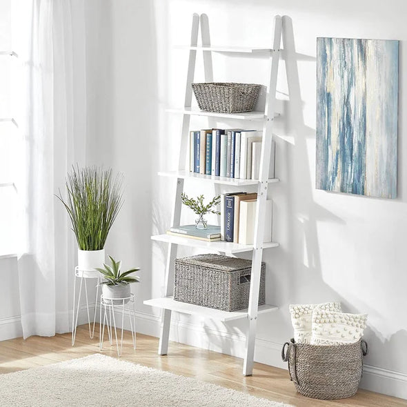 White Lazzara 70.87'' H x 25.2'' W Steel 5-Tier Ladder Bookcase Modern Style