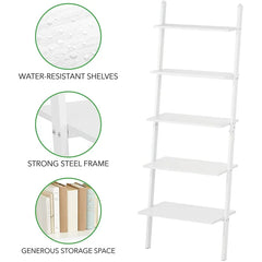 White Lazzara 70.87'' H x 25.2'' W Steel 5-Tier Ladder Bookcase Modern Style