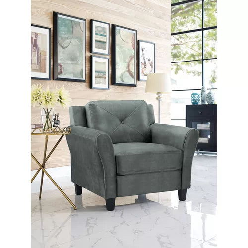 Charcoal Perlas 26.75'' Wide Tufted Solid Hardwood and Plywood Frame