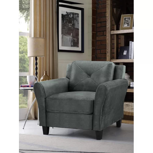 Charcoal Perlas 26.75'' Wide Tufted Solid Hardwood and Plywood Frame