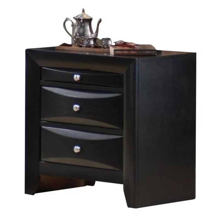 Leblanc 25.5'' Tall 3 - Drawer Nightstand in Black