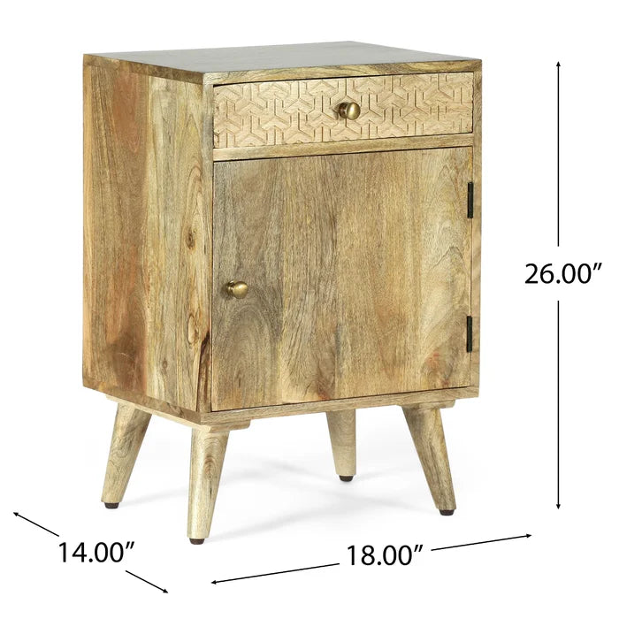 Leesburg 26'' Tall 1 - Drawer Nightstand in Light Brown Bohemian Style