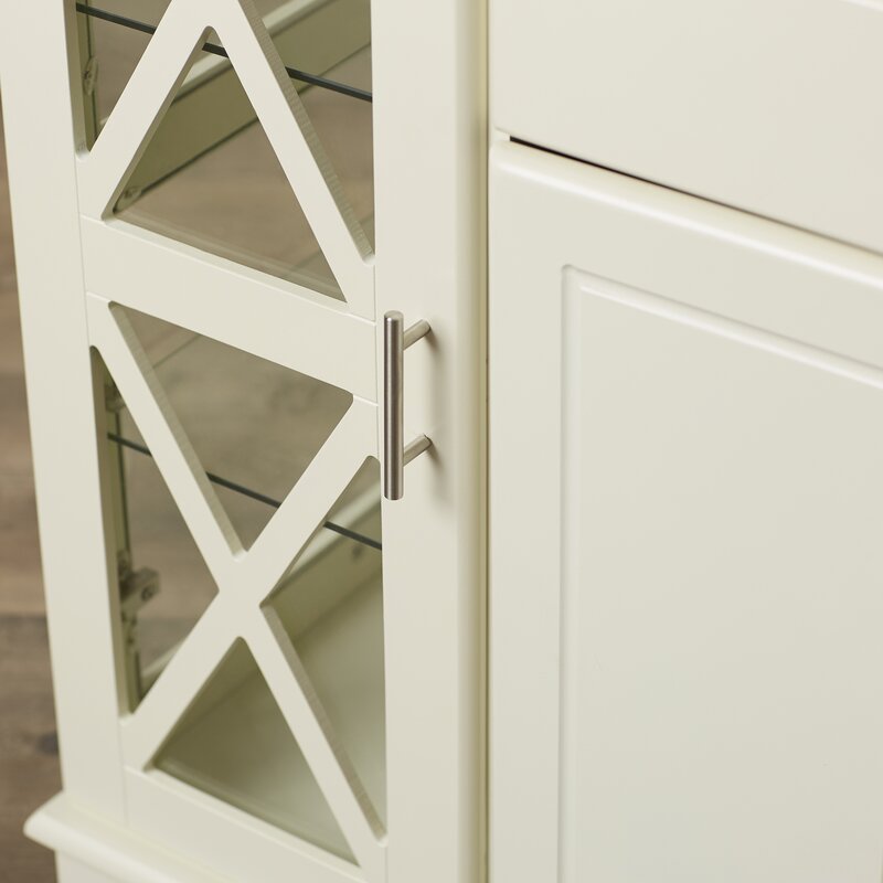 Antique White 47.25'' Wide 2 Drawer Server Two Paneled Cabinets and Two Drawers Are Adorned with Sleek Metal Bar Pulls