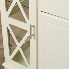 Antique White 47.25'' Wide 2 Drawer Server Two Paneled Cabinets and Two Drawers Are Adorned with Sleek Metal Bar Pulls