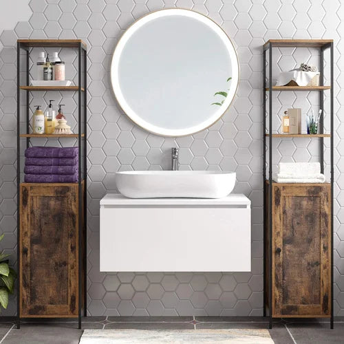 Leigh Woods 14.6'' W x 65.4'' H x 11.8'' D Linen Cabinet Crafted from Metal and Engineered Wood