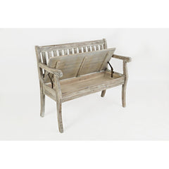 Solid Wood Flip Top Storage Bench Farmhouse Storage Bench Features Distressed Solid Hardwood and Additional Storage