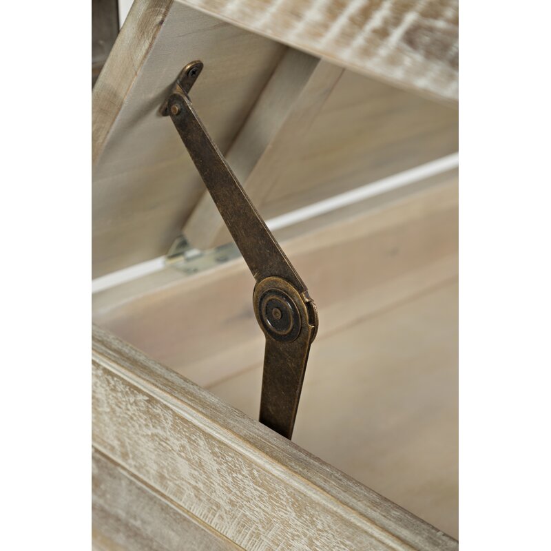 Solid Wood Flip Top Storage Bench Farmhouse Storage Bench Features Distressed Solid Hardwood and Additional Storage