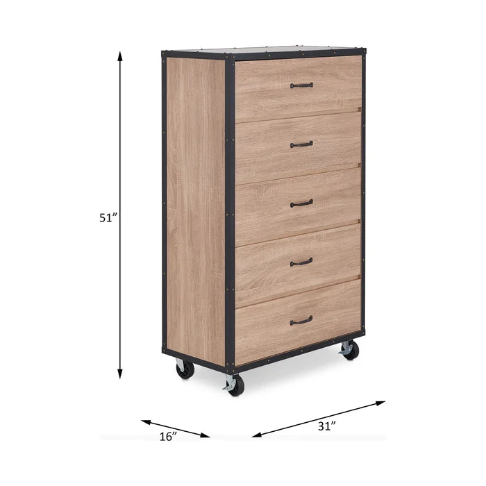 Leiston 5 Drawer 31'' W Chest Storage and Mobility Make for a Great Design