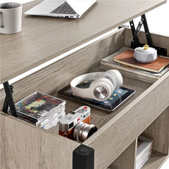 Gray Lemmons Lift Top 4 Legs Coffee Table with Storage
