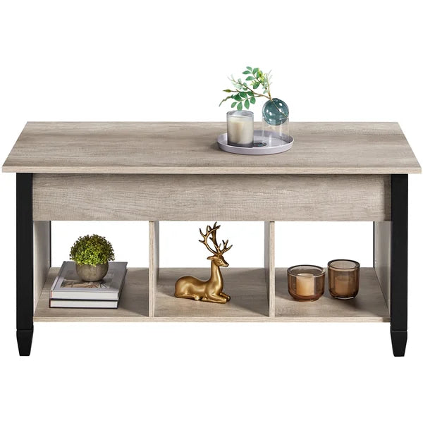 Gray Lemmons Lift Top 4 Legs Coffee Table with Storage