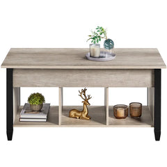 Gray Lemmons Lift Top 4 Legs Coffee Table with Storage