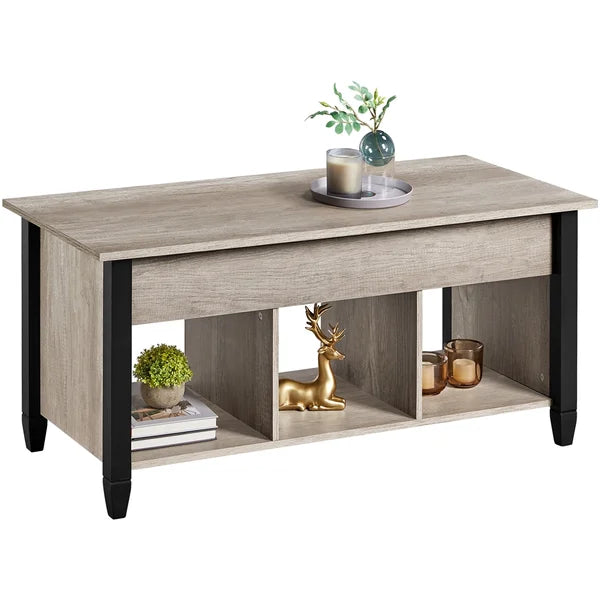 Gray Lemmons Lift Top 4 Legs Coffee Table with Storage