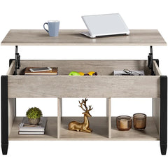 Gray Lemmons Lift Top 4 Legs Coffee Table with Storage