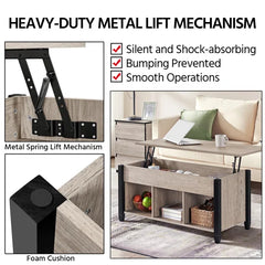 Gray Lemmons Lift Top 4 Legs Coffee Table with Storage