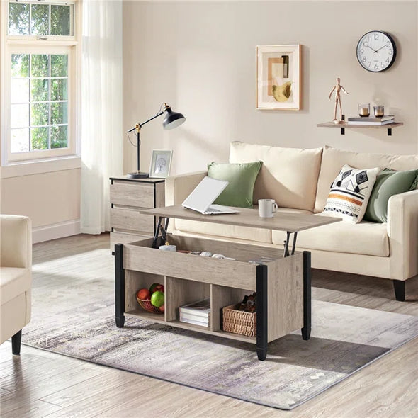 Gray Lemmons Lift Top 4 Legs Coffee Table with Storage
