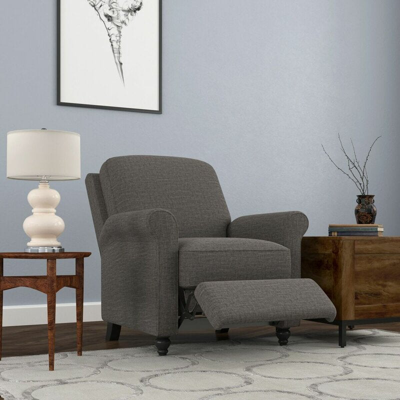 Multi-warp Charcoal Gray Chenille Polyester 33.5'' Wide Manual Standard Recliner for Comfortable Long-Term Sitting, TV Viewing, Or A Relaxed Recline