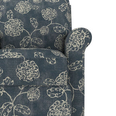 Caribbean Blue and Creamy White Floral Polyester 33.5'' Wide Manual Standard Recliner for Comfortable Long-Term Sitting
