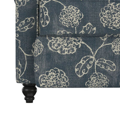 Caribbean Blue and Creamy White Floral Polyester 33.5'' Wide Manual Standard Recliner for Comfortable Long-Term Sitting