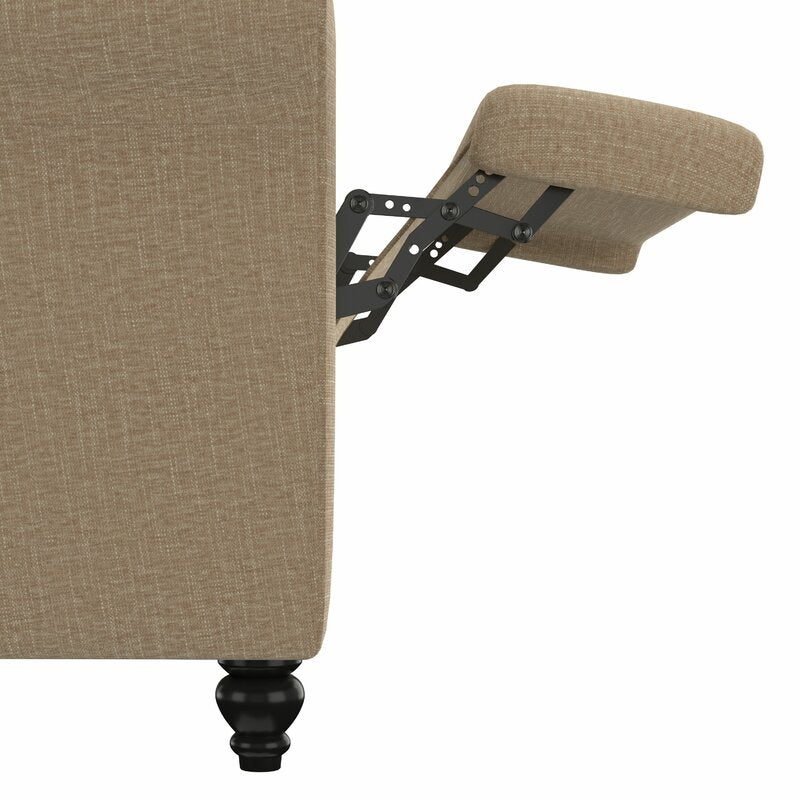 Multi-warp Barley Tan Chenille Polyester 33.5'' Wide Manual Standard Recliner for Comfortable Long-Term Sitting, TV Viewing, Or A Relaxed Recline