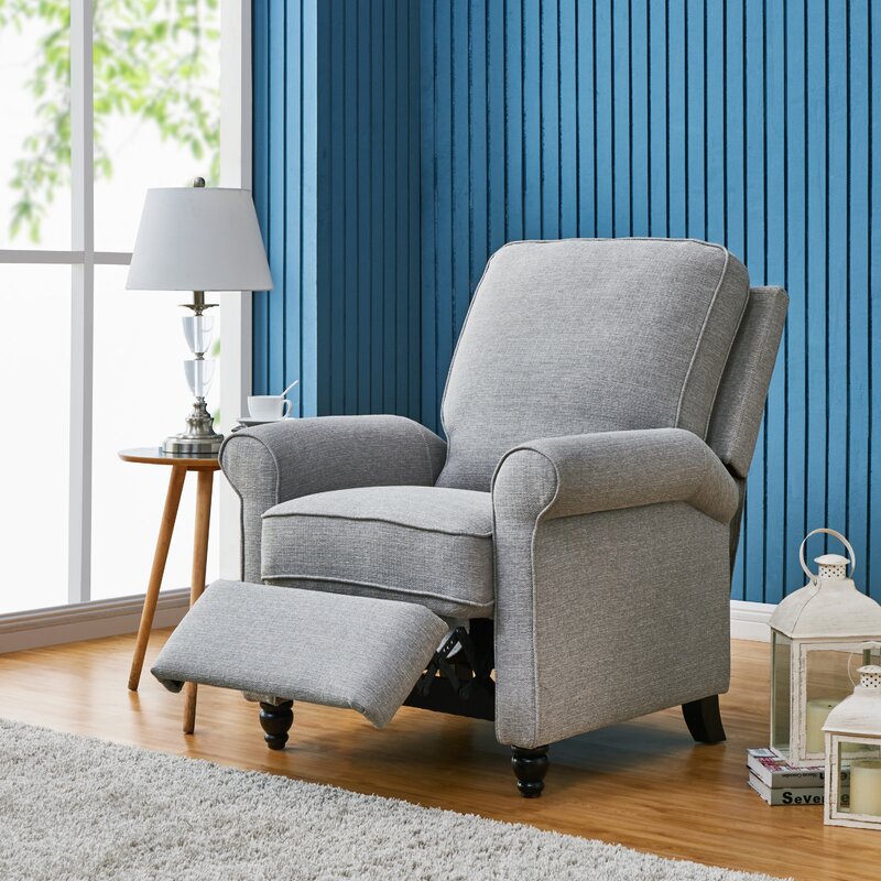 Dove Gray Polyester 33.5'' Wide Manual Standard Recliner Comfortable Long-Term Sitting, TV Viewing, or A Relaxed Recline