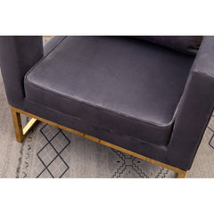Contemporary Upholstered Accent Arm Chair - Grey Cut-Out Square Track Armrests and A Pillow Back that Lend A Look of Luxuriously Comfy