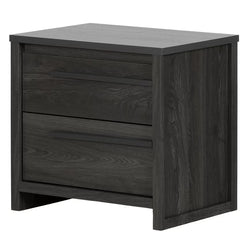 Gray Oak Lensky 2 Drawer with Clean Lined Handles Nightstand