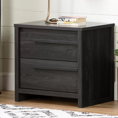 Gray Oak Lensky 2 Drawer with Clean Lined Handles Nightstand