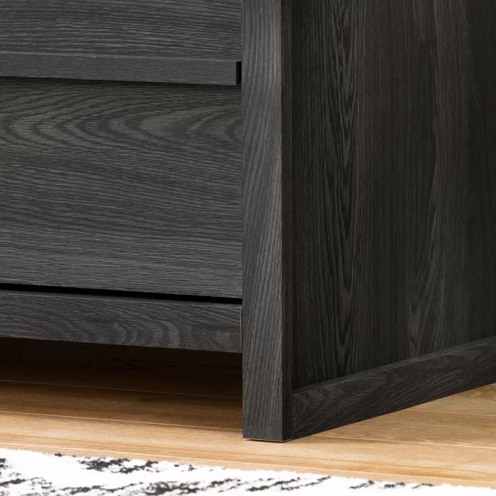 Gray Oak Lensky 2 Drawer with Clean Lined Handles Nightstand