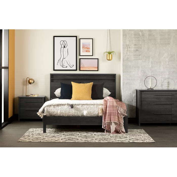 Gray Oak Lensky 2 Drawer with Clean Lined Handles Nightstand