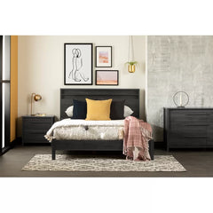 Gray Oak Lensky 2 Drawer with Clean Lined Handles Nightstand