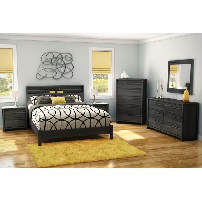 Gray Oak Lensky 5 Drawer 30.5'' W Chest Unique Looking Clean Lined Handles