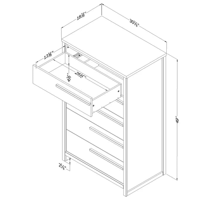 Gray Oak Lensky 5 Drawer 30.5'' W Chest Provide Maximum Storage Space