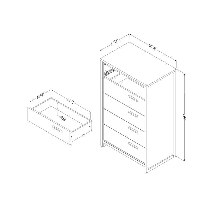 Gray Oak Lensky 5 Drawer 30.5'' W Chest Unique Looking Clean Lined Handles